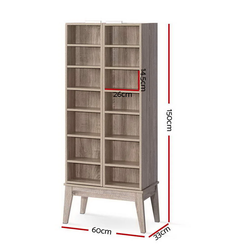 Artiss Bookshelf CD Storage Rack - BERG Oak - Image 8