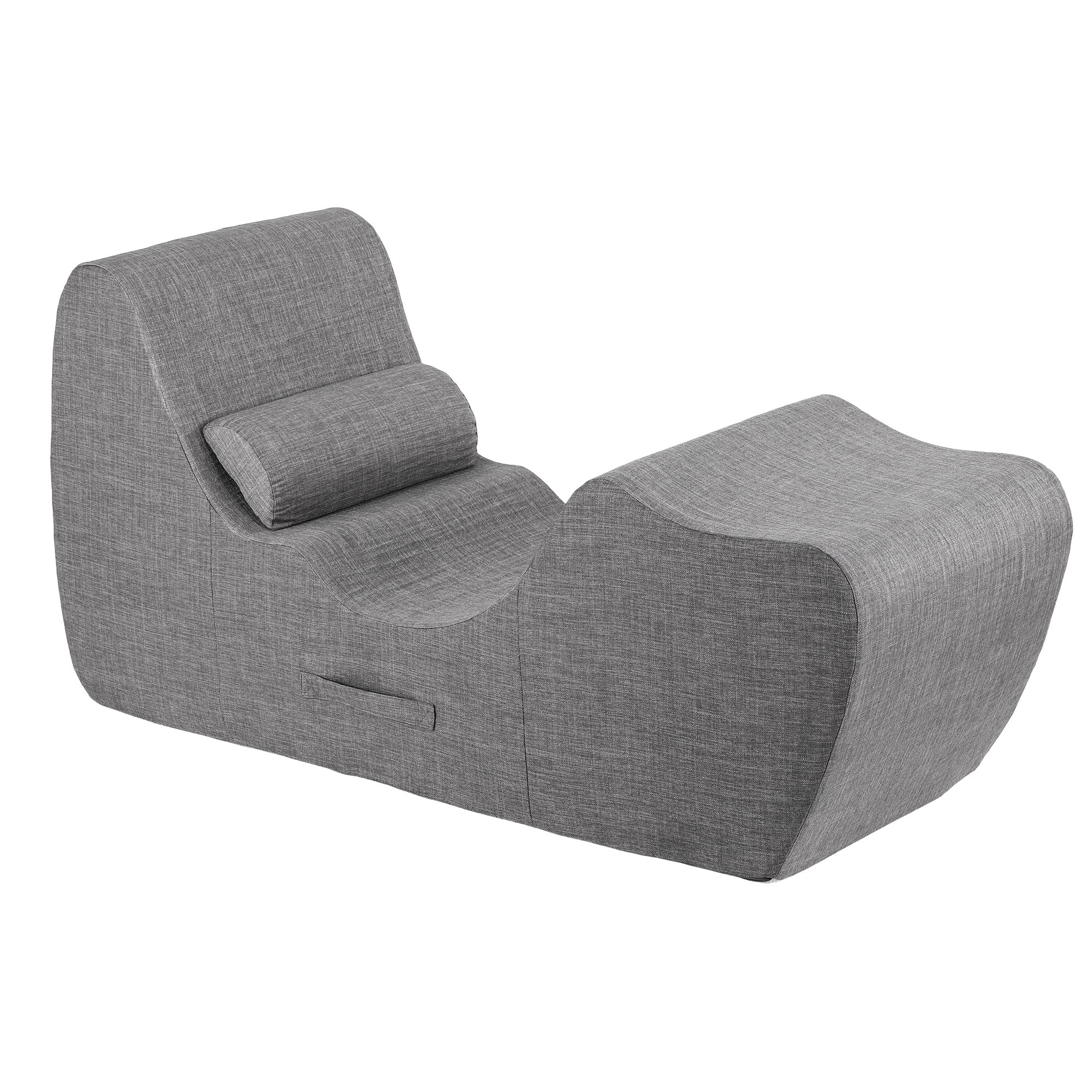 Artiss Chaise Lounge Chair Ergonomic S-Curve Floor Lounger Boneless Lounge Chairs Grey - Image 2
