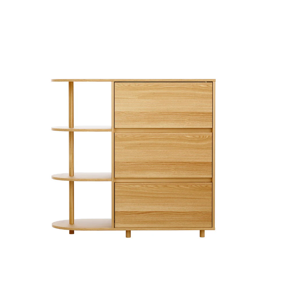 Artiss Chest of 3 Drawers Storage Cabinet 3 Shelves Pine - Image 4
