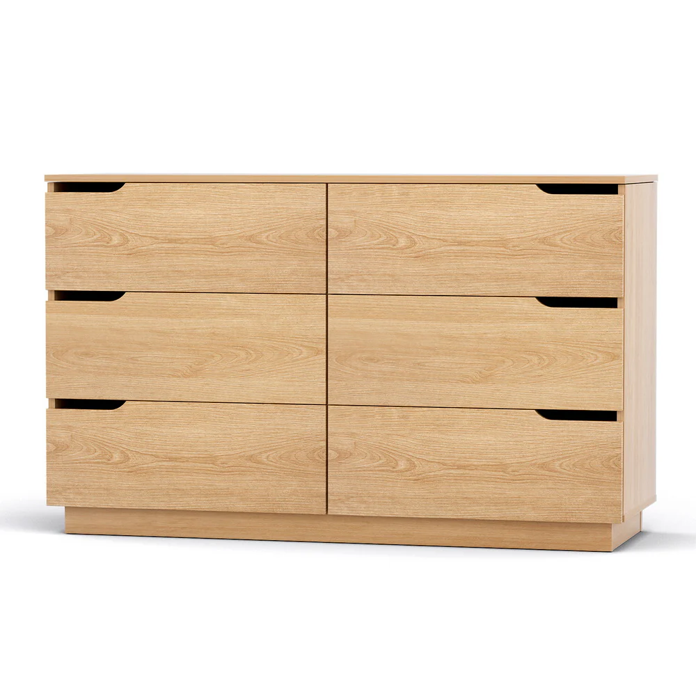 Artiss Chest of 6 Drawers Dresser Lowboy Storage Cabinet Pine Bedroom Livingroom