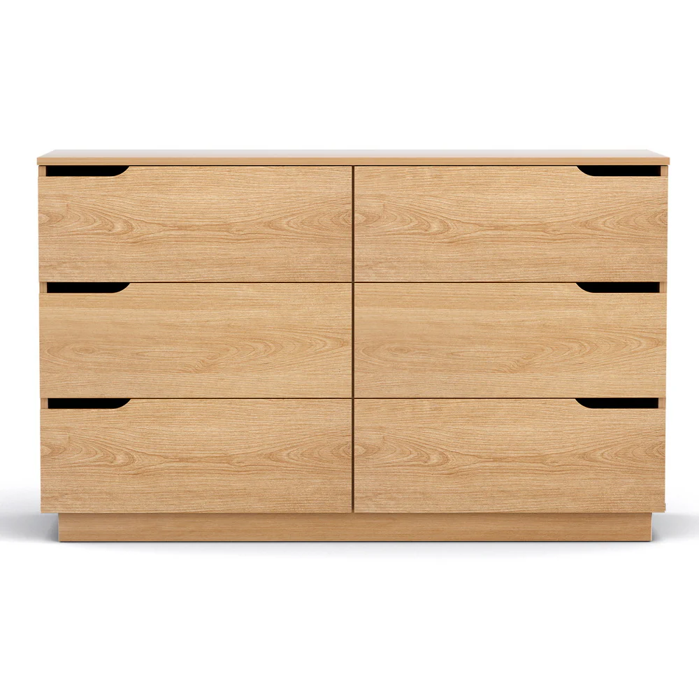 Artiss Chest of 6 Drawers Dresser Lowboy Storage Cabinet Pine Bedroom Livingroom - Image 3