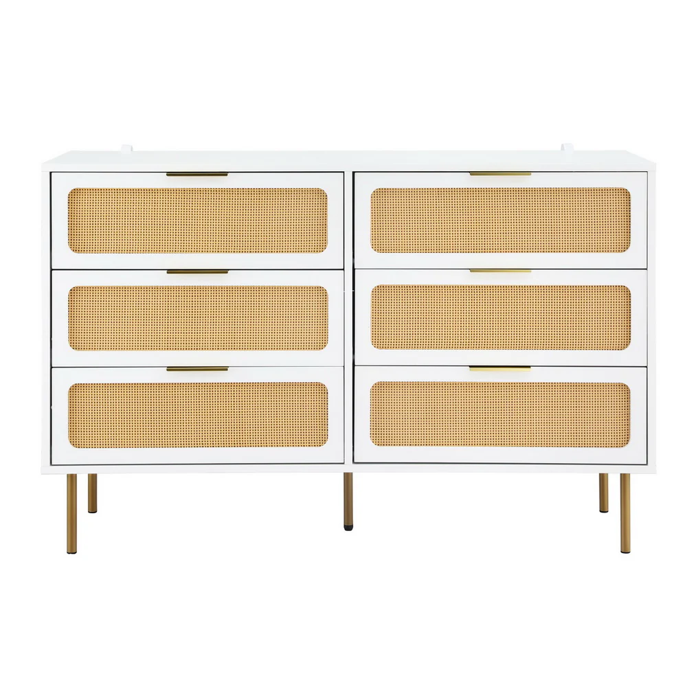 Artiss Chest of 6 Drawers Lowboy Cabinet White - Image 4