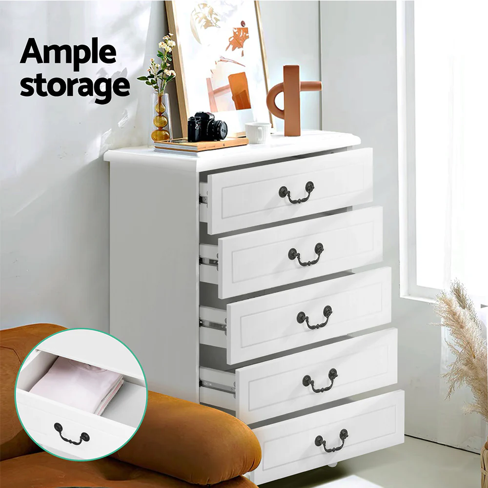 Artiss 5 Chest of Drawers - KUBI White - Image 7