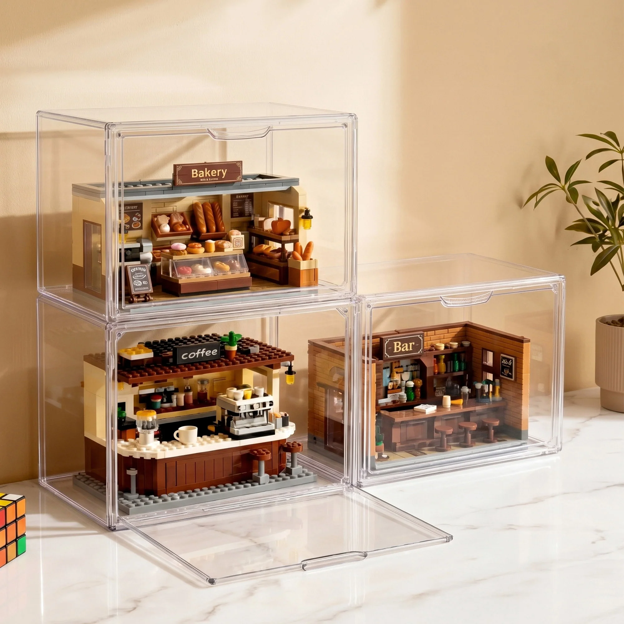 Artiss Clear Acrylic Display Case 3 Pack Toy Storage Box