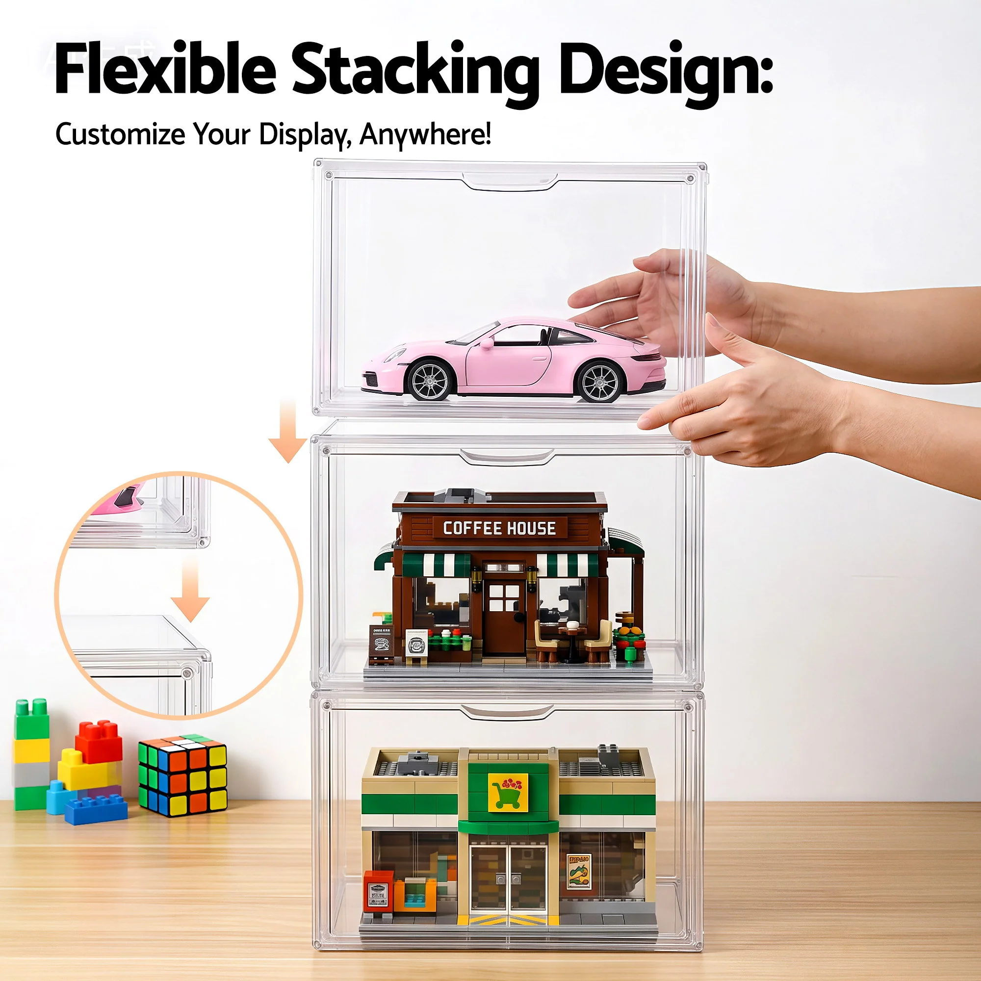 Artiss Clear Acrylic Display Case 3 Pack Toy Storage Box - Image 5