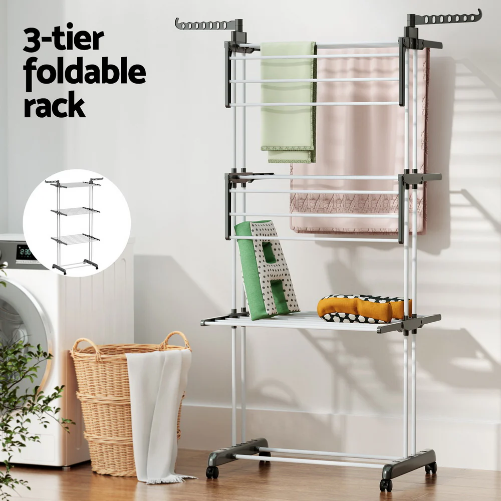 Artiss Clothes Drying Rack 173cm Coat Aier Hanger Foldable - Image 5