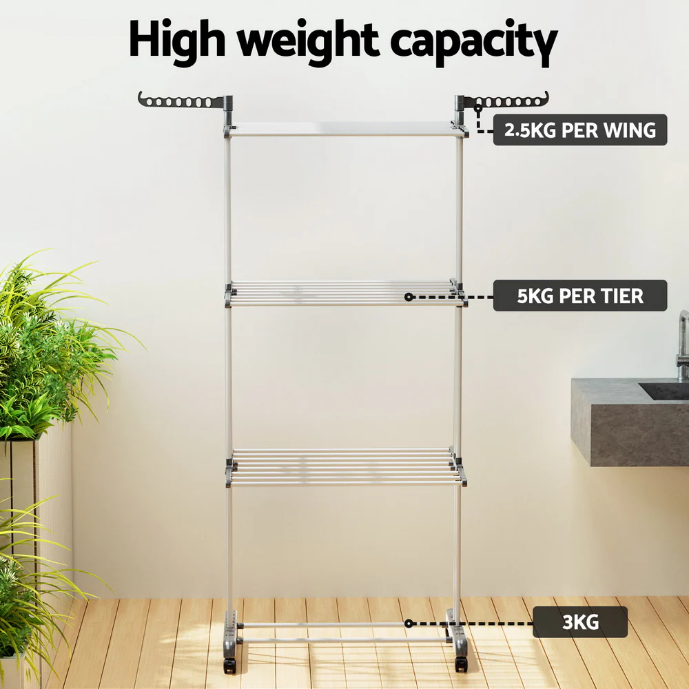 Artiss Clothes Drying Rack 173cm Coat Aier Hanger Foldable - Image 6