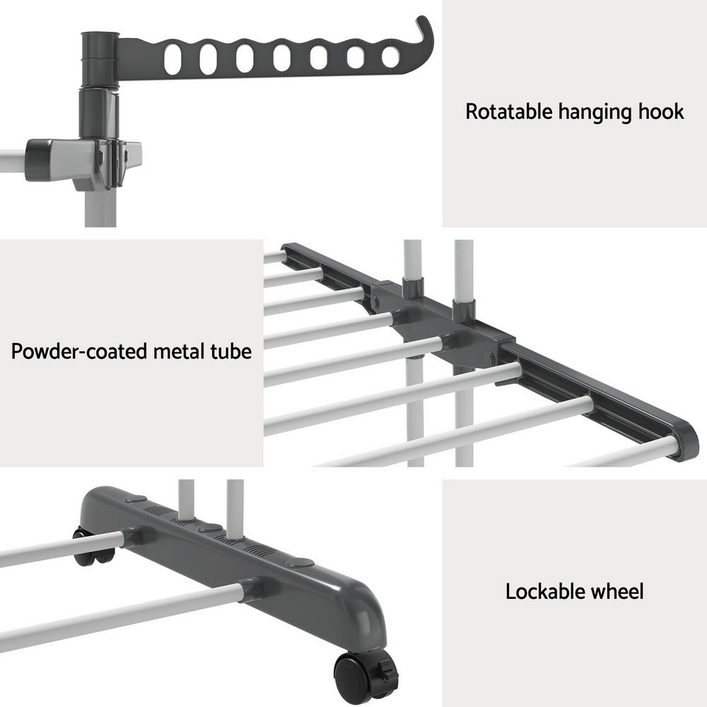 Artiss Clothes Drying Rack 173cm Coat Aier Hanger Foldable - Image 7