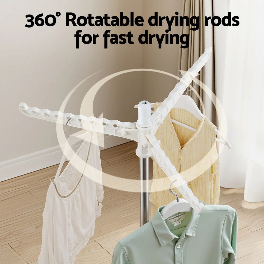 Artiss Clothes Rack Airer Rotatable Hanger Foldable 163cm - Image 4