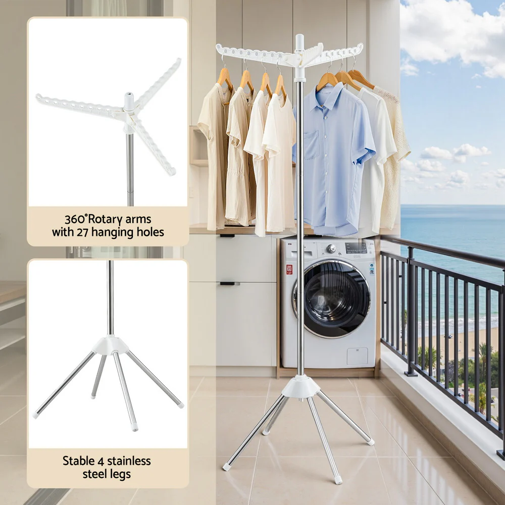 Artiss Clothes Rack Airer Rotatable Hanger Foldable 163cm - Image 6