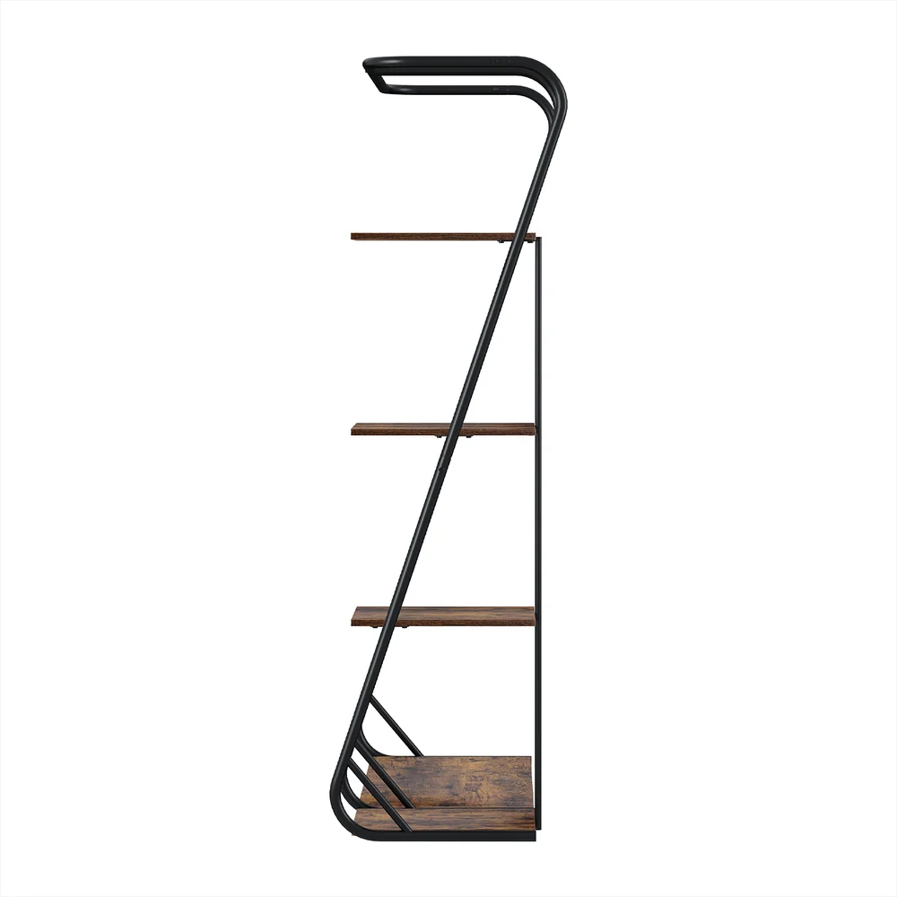 Artiss Clothes Rack Coat Stand 172cm 4-Tier Walnut - Image 4