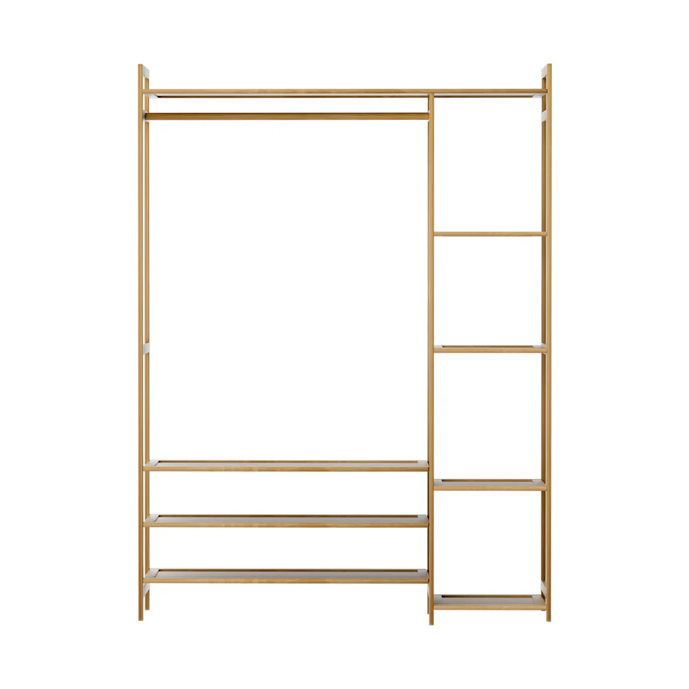 Artiss Clothes Rack Coat Stand 8 Shelves Bamboo - Image 4