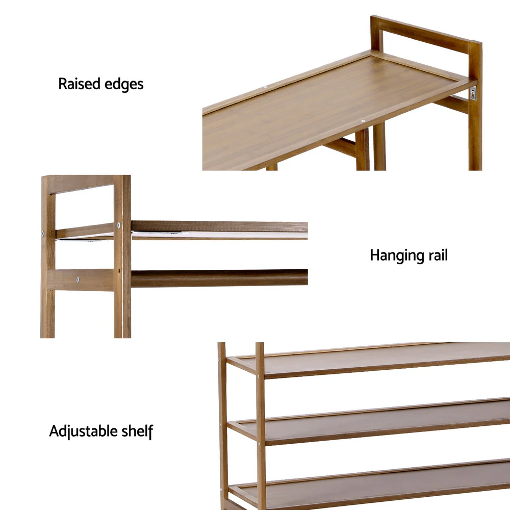 Artiss Clothes Rack Coat Stand 8 Shelves Bamboo - Image 7