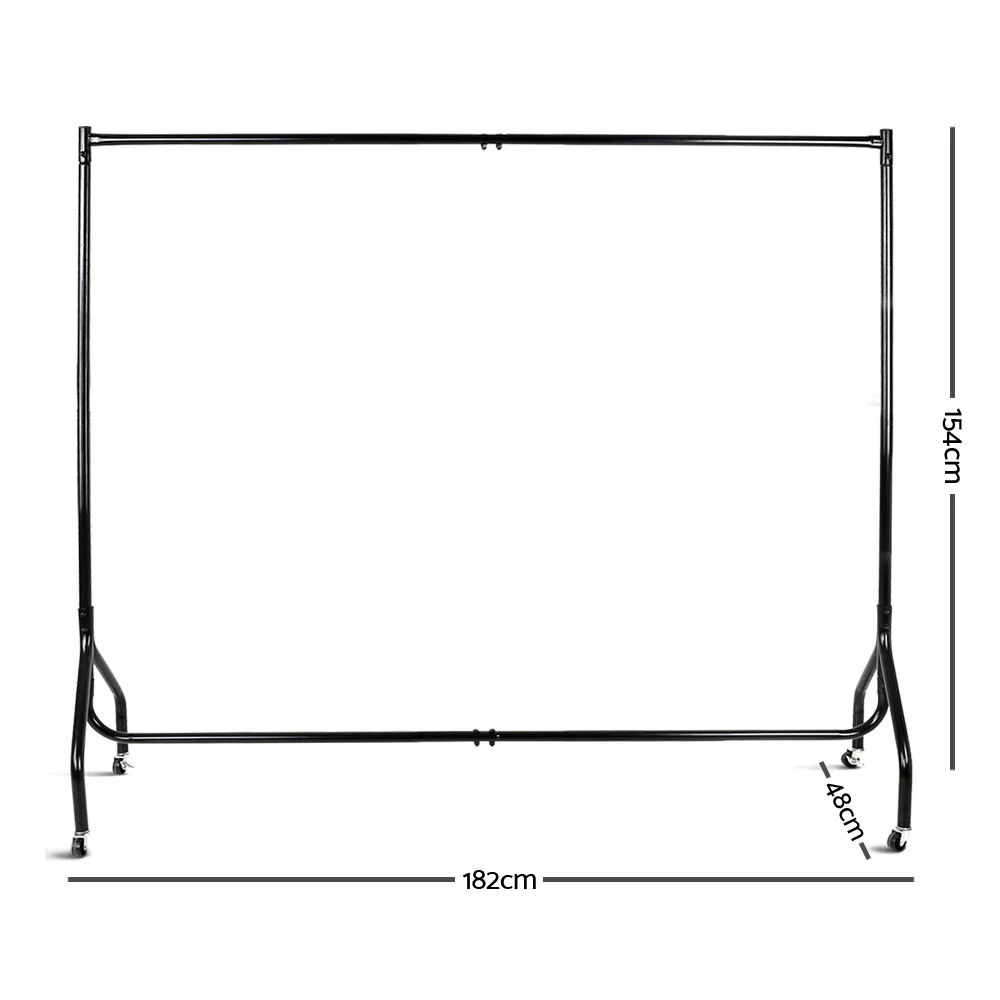 Artiss 2X Clothes Rack Coat Stand 6FT Rail Wheels - Image 2