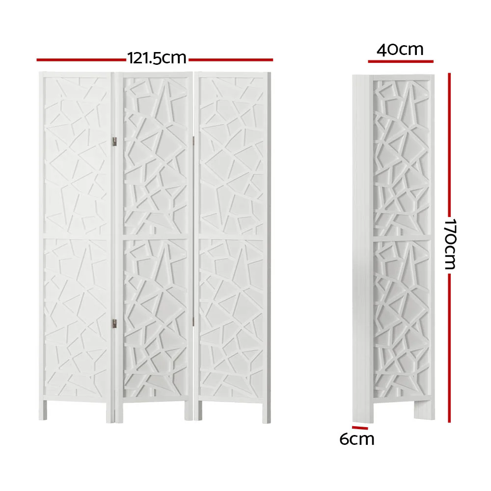 Artiss 3 Panel Room Divider Screen 122x170cm Clover White - Image 2