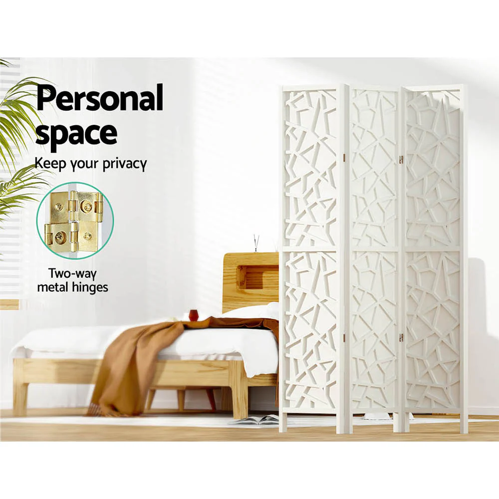 Artiss 3 Panel Room Divider Screen 122x170cm Clover White - Image 5