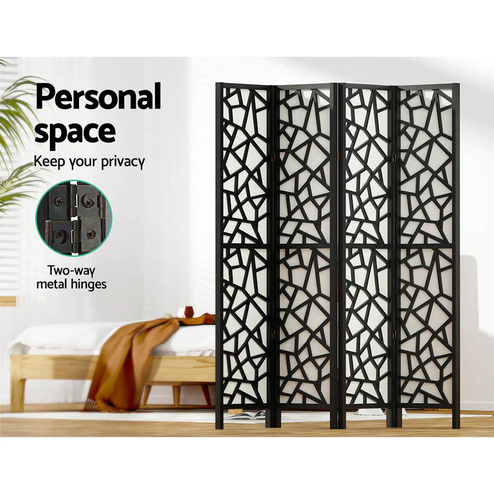 Artiss 4 Panel Room Divider Screen 162x170cm Clover Black - Image 5
