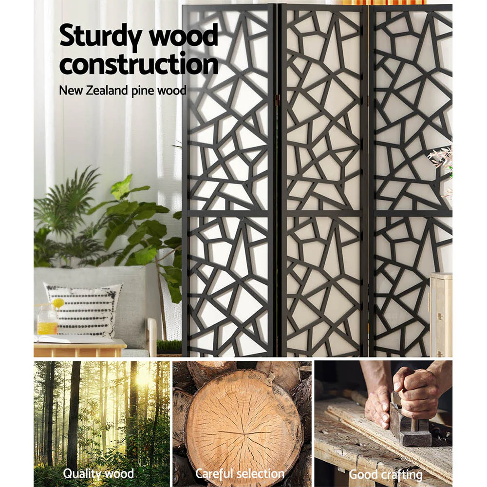Artiss 4 Panel Room Divider Screen 162x170cm Clover Black - Image 6