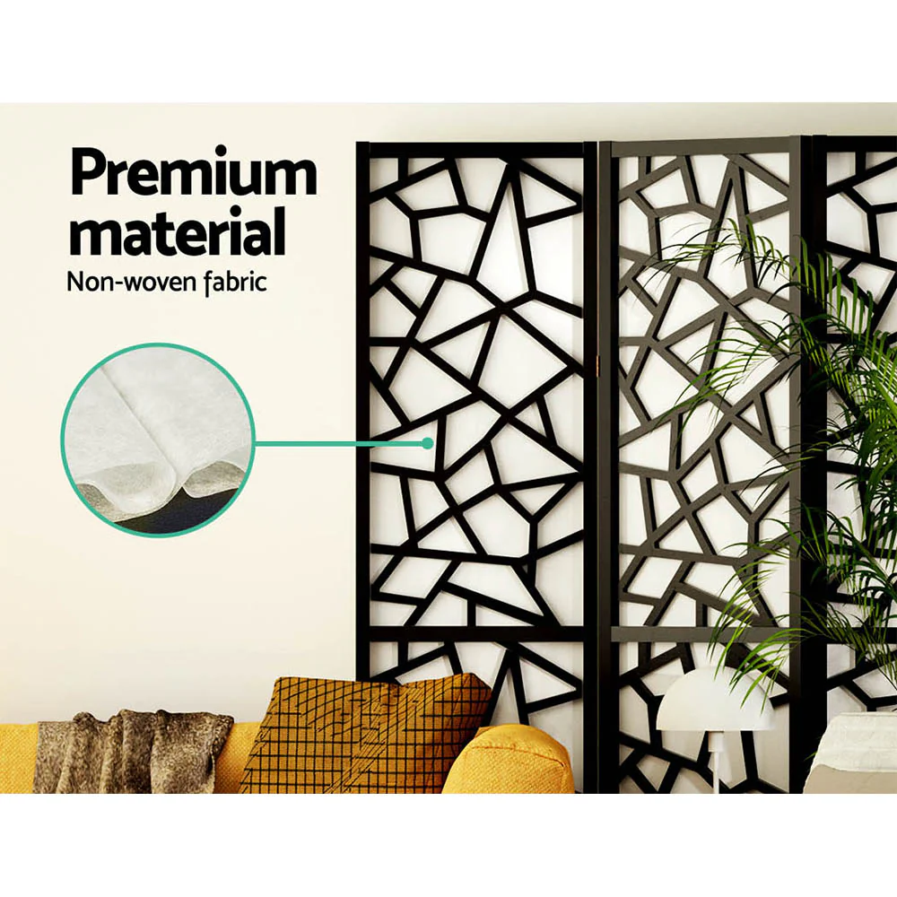 Artiss 4 Panel Room Divider Screen 162x170cm Clover Black - Image 7