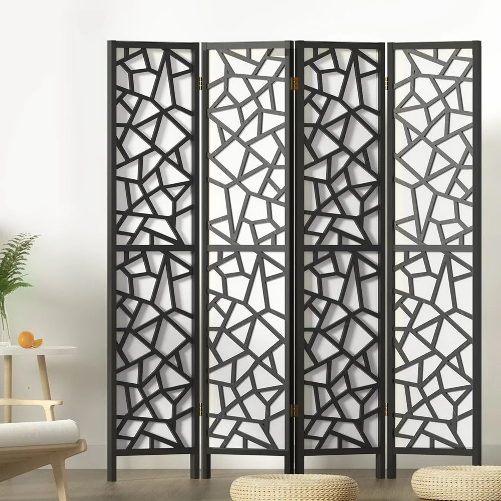 Artiss 4 Panel Room Divider Screen 162x170cm Clover Black - Image 8