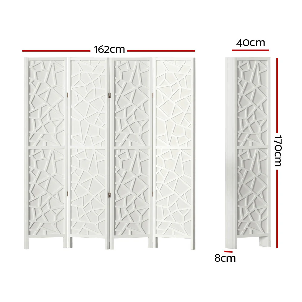 Artiss 4 Panel Room Divider Screen 162x170cm Clover White - Image 2