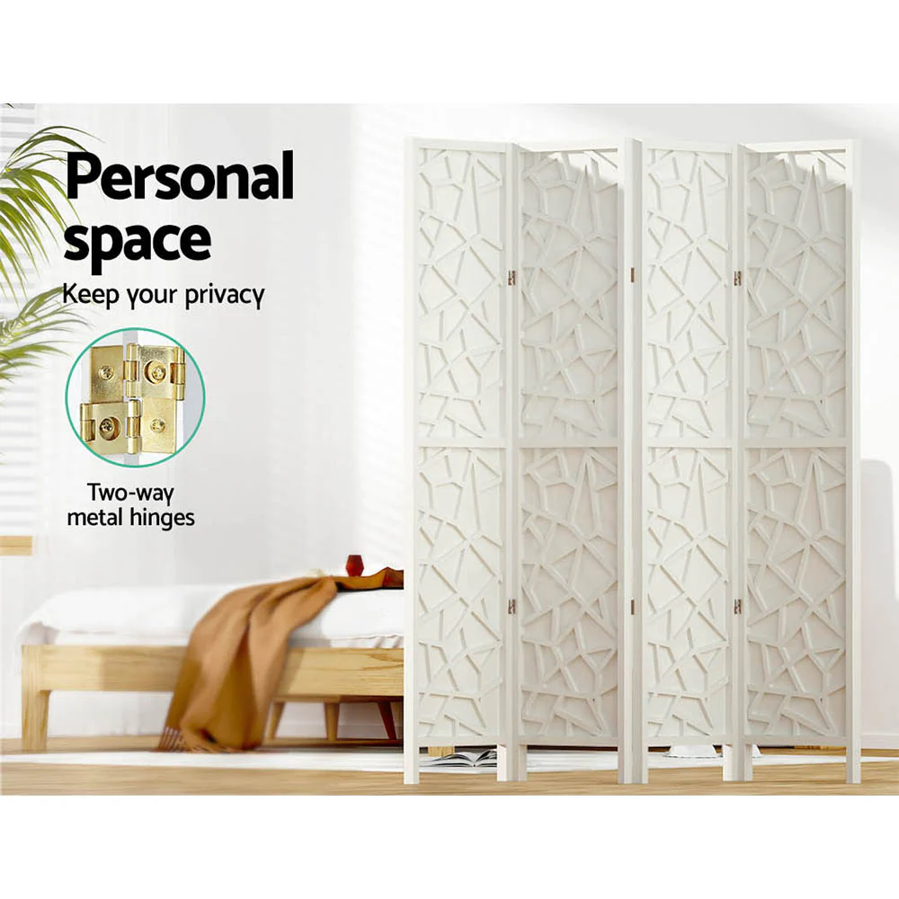 Artiss 4 Panel Room Divider Screen 162x170cm Clover White - Image 5