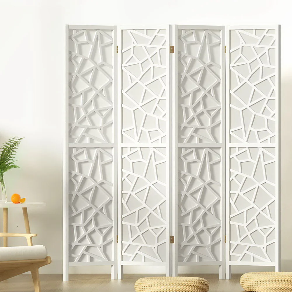 Artiss 4 Panel Room Divider Screen 162x170cm Clover White - Image 8