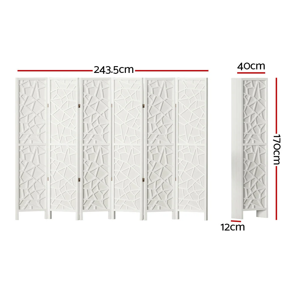 Artiss 6 Panel Room Divider Screen 244x170cm Clover White - Image 2