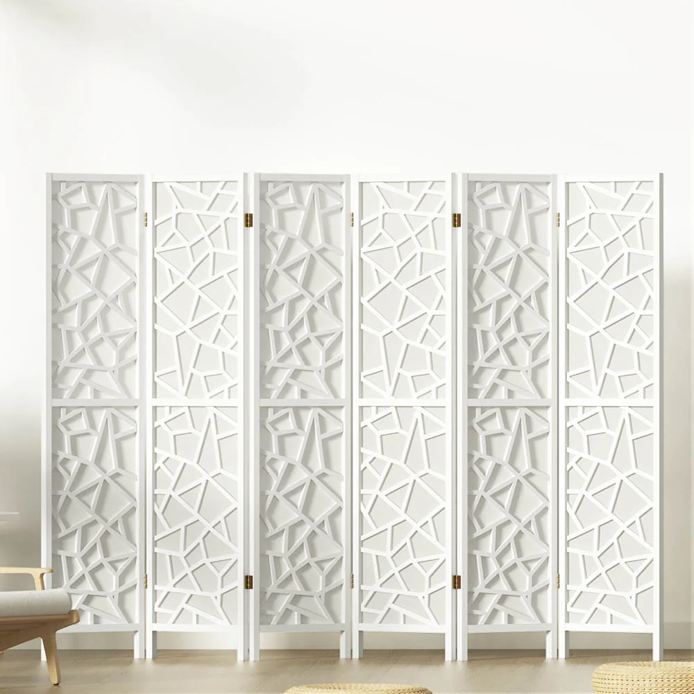 Artiss 6 Panel Room Divider Screen 244x170cm Clover White - Image 8
