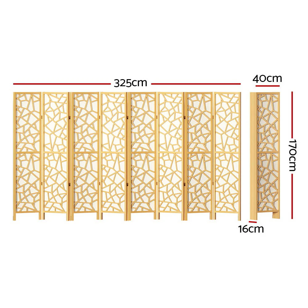 Artiss 8 Panel Room Divider Screen 325x170cm Clover Natural - Image 2