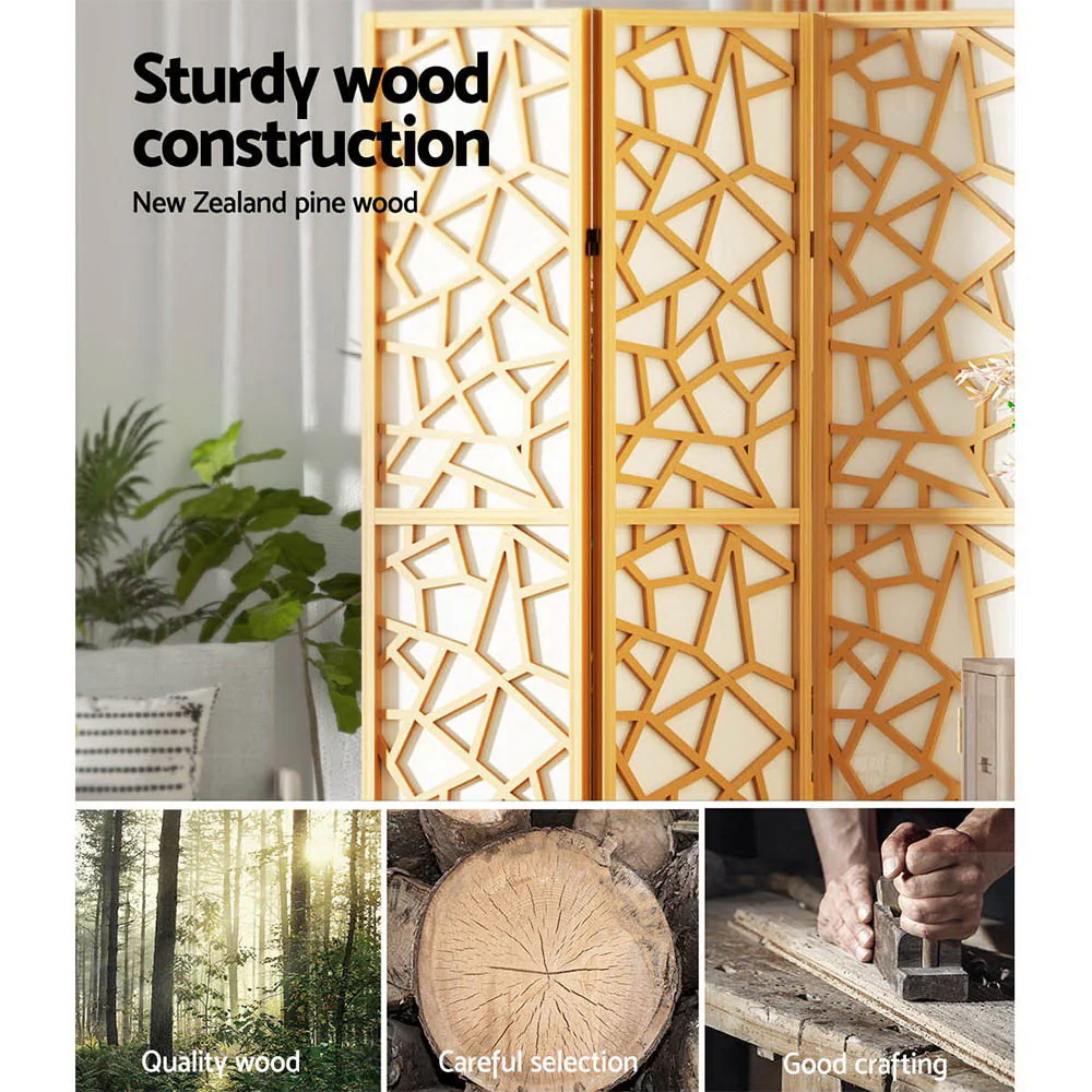 Artiss 8 Panel Room Divider Screen 325x170cm Clover Natural - Image 6