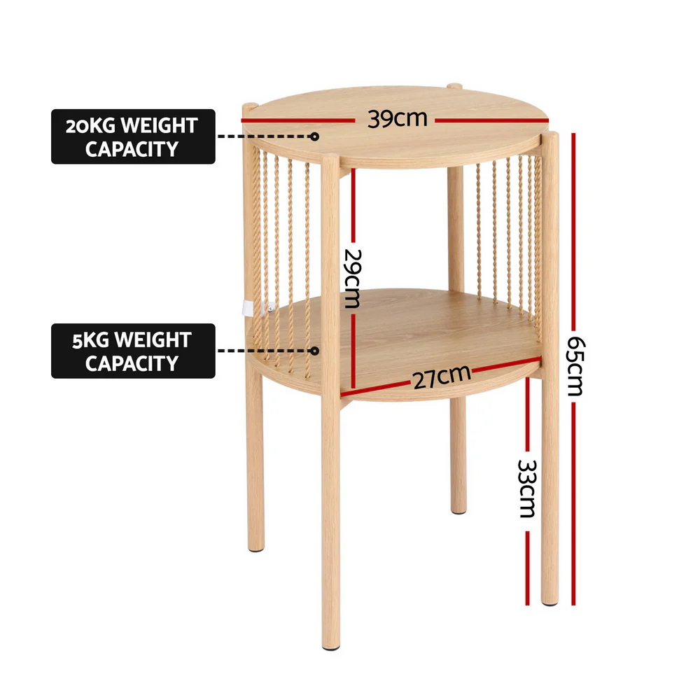 Artiss Coffee Table 2-Tier Round Wood - Image 9