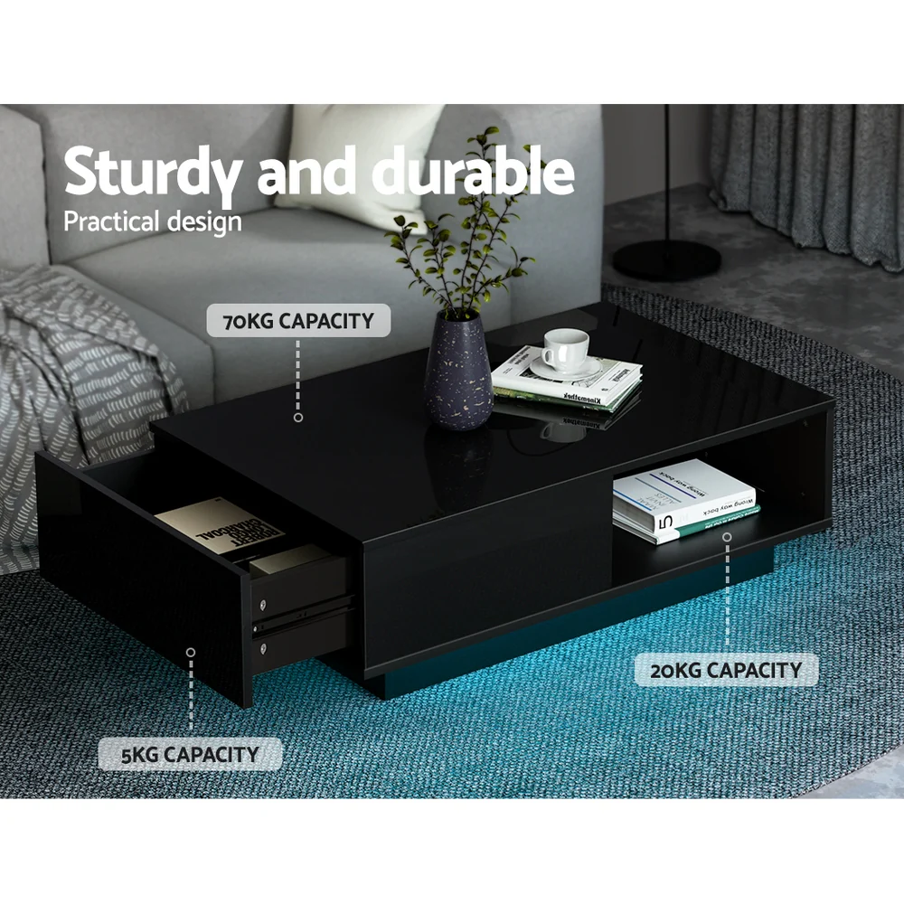Artiss Coffee Table Led Lights Black - Image 7
