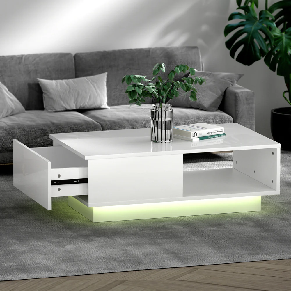 Artiss Coffee Table Led Lights White - Image 7