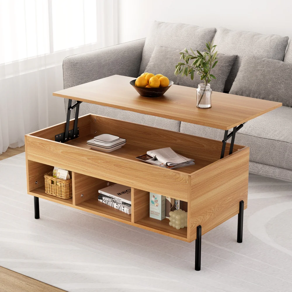 Artiss Coffee Table Lift-top Oak - Image 2