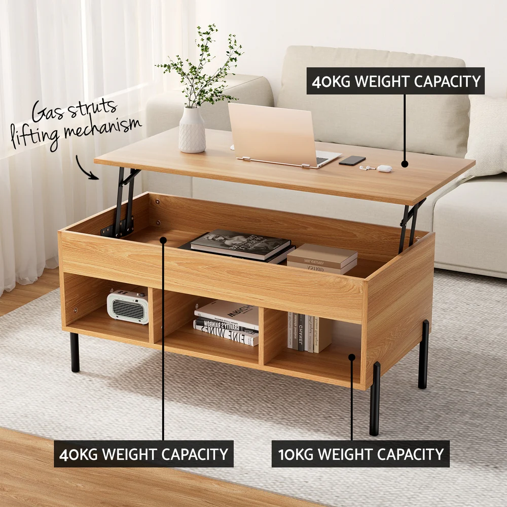 Artiss Coffee Table Lift-top Oak - Image 7