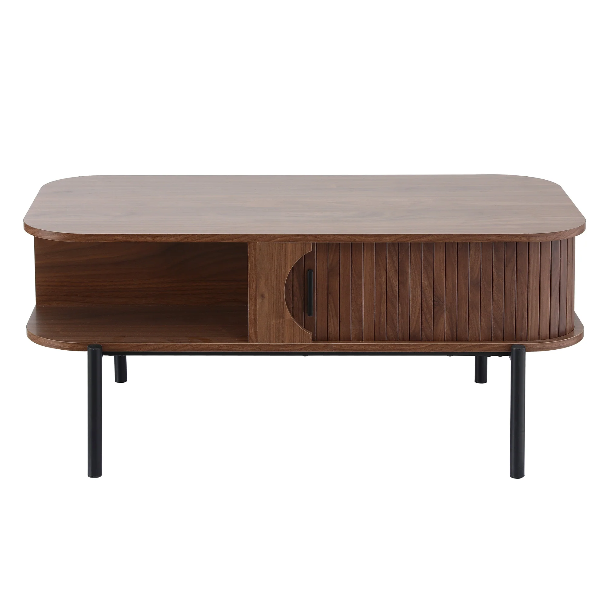 Artiss Coffee Table Living Room Center Table Shelf Cabinet Walnut - Image 4