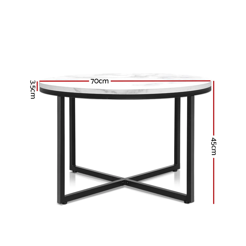 Artiss Coffee Table Round 70CM Marbel Effect - Image 9