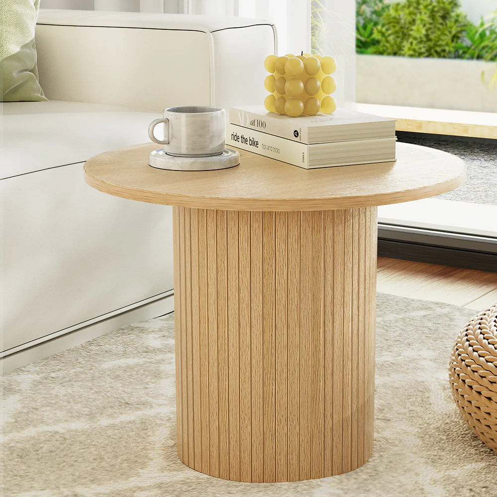 Artiss Coffee Table Round Fluted Base PIIA - Image 5