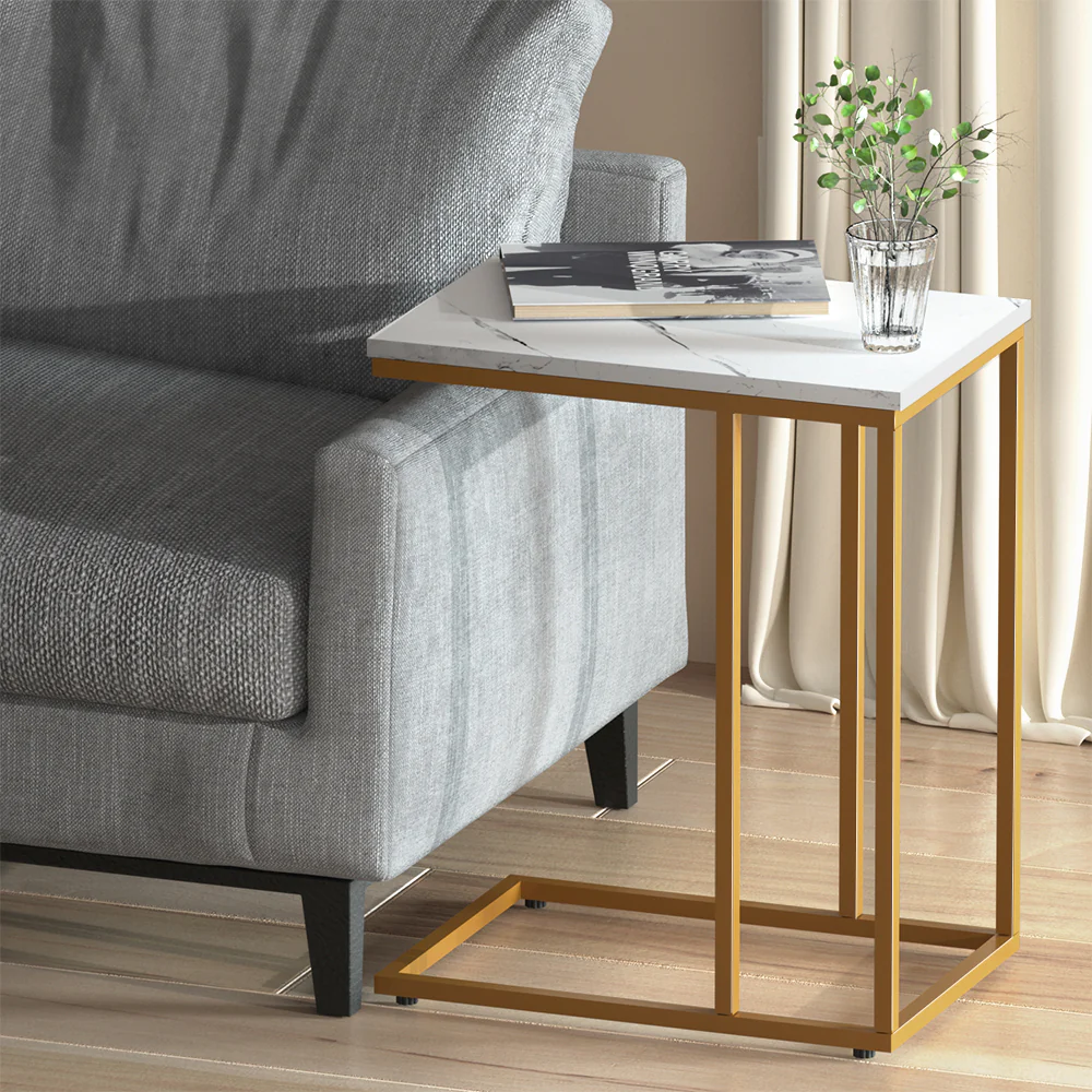 Artiss Coffee Table Side Table Marble Effect Emma - Image 9
