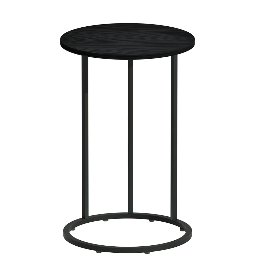Artiss Coffee Table Side Table Round Black Martha - Image 3