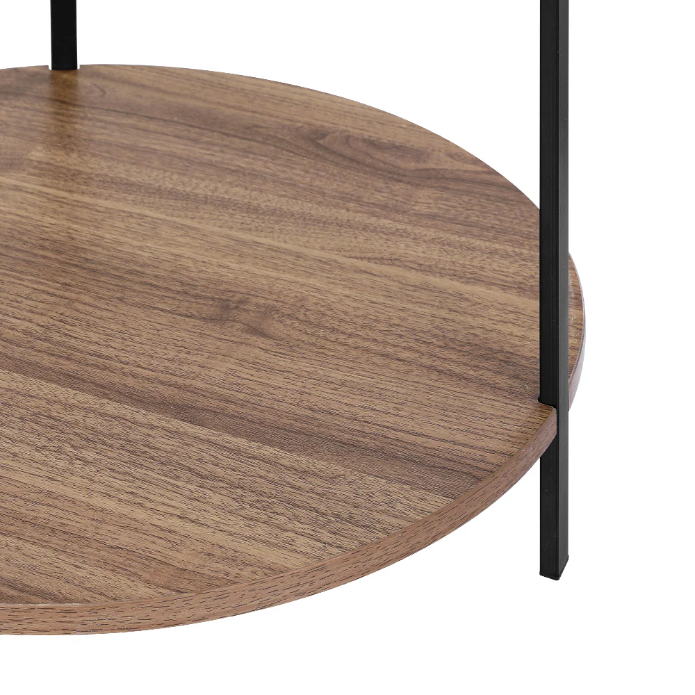 Artiss Coffee Table Side Table Round White Cedric - Image 4