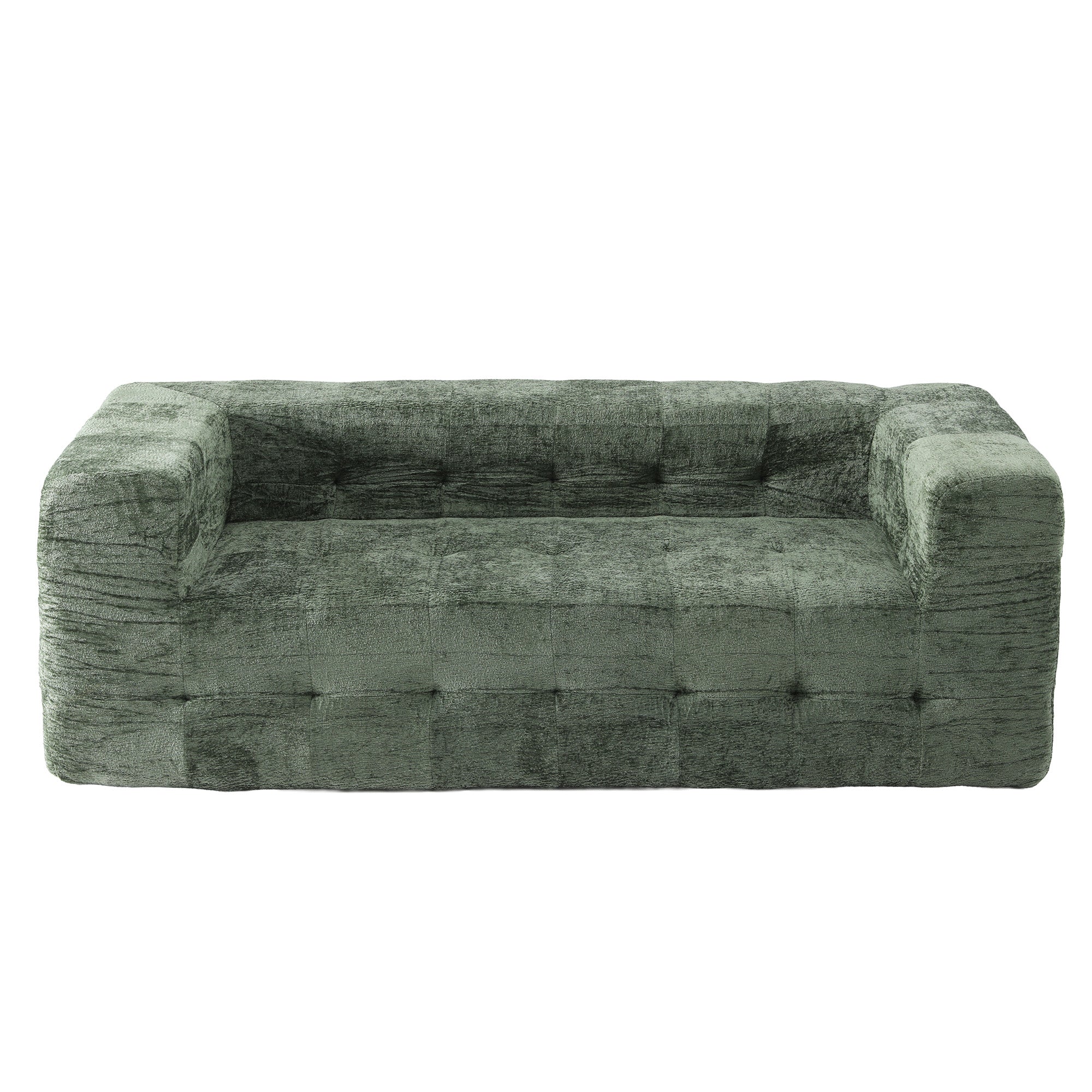Artiss Comfort Boneless Sofa for Living Room Green Luxury Chenille - Image 4