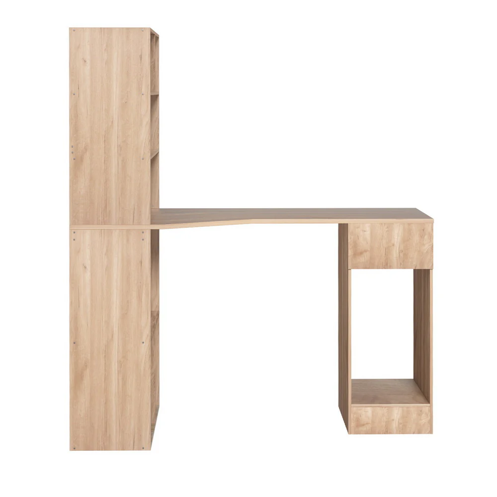 Artiss Computer Desk Bookshelf Drawer Cabinet Oak 120CM - Image 3