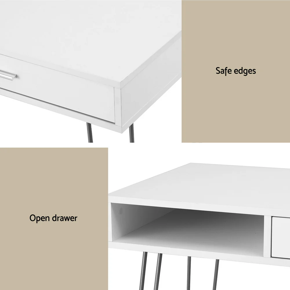 Artiss Computer Desk Drawer Cabinet Home Office Desks Workstation 100cm White - Image 6