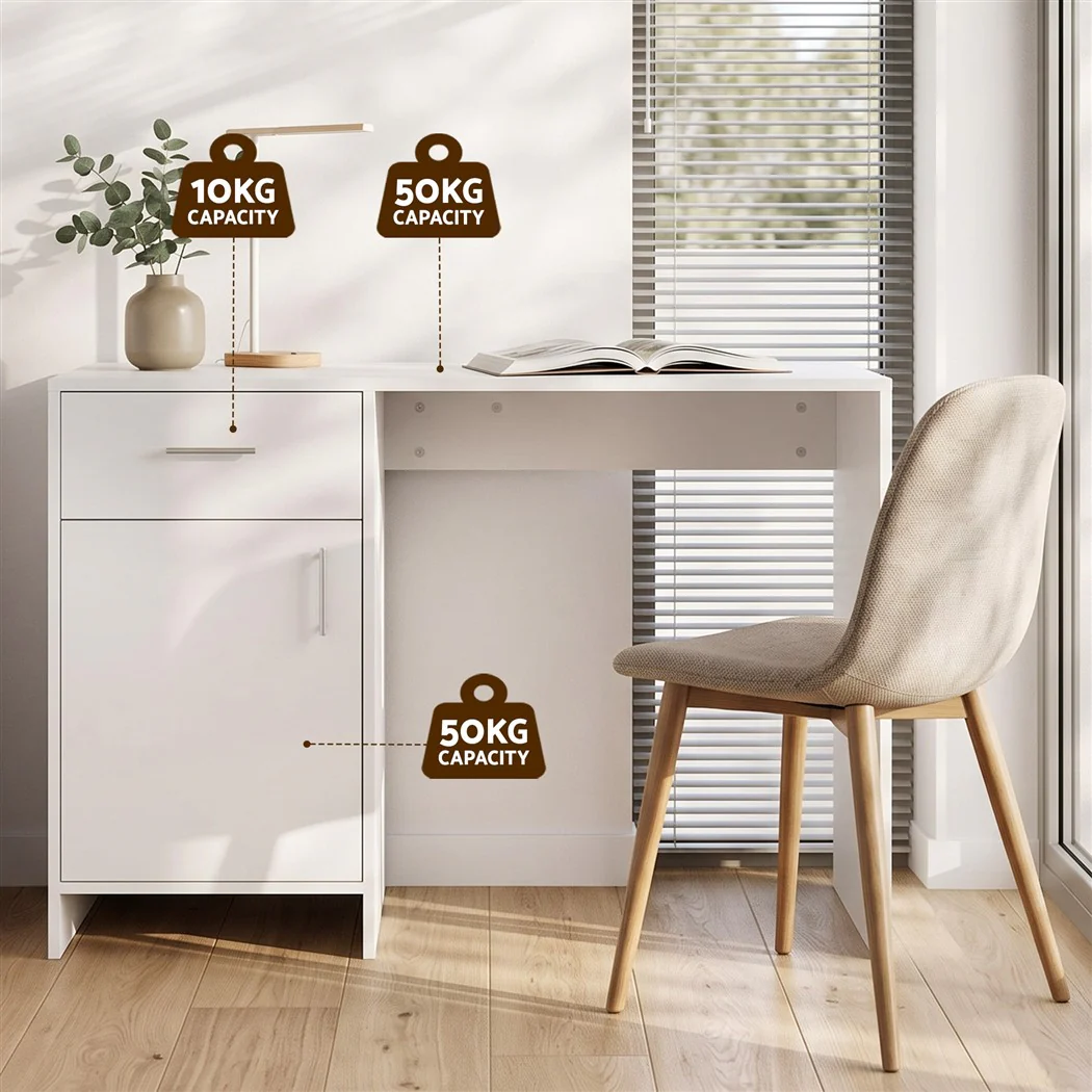 Artiss Computer Desk Drawer Cabinet White 100CM - Image 6