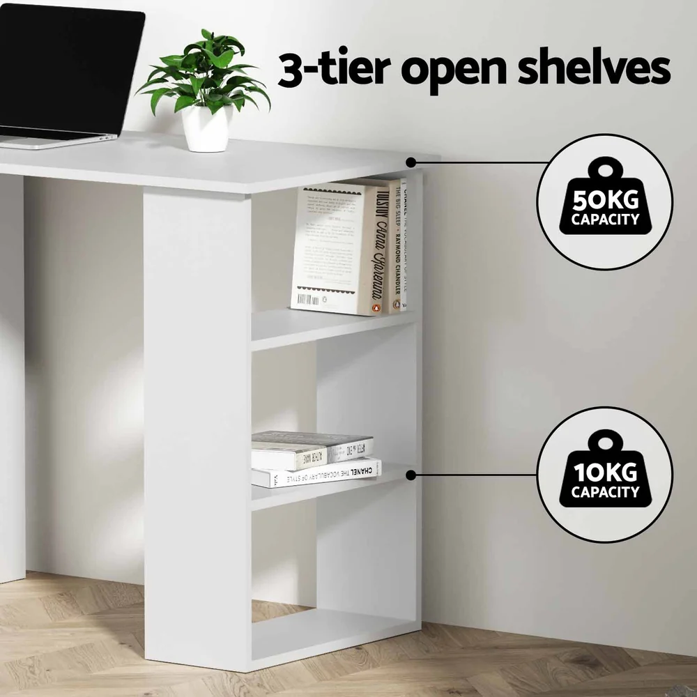 Artiss Computer Desk Drawer Shelf Cabinet White 120CM - Image 5