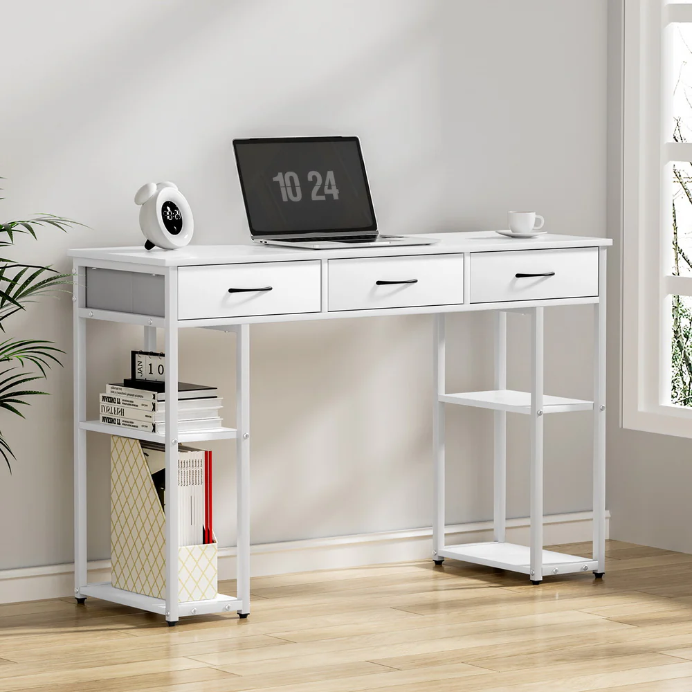 Artiss Computer Desk Drawer Shelves Study Table 120CM White - Image 5