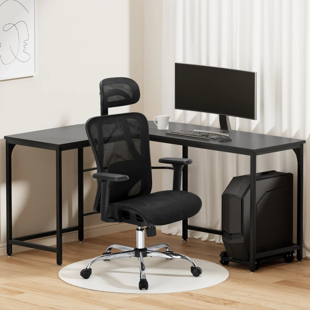 Artiss Computer Desk L-Shape Corner Desks Ergonomic Office Chair Mesh Chairs - Image 7