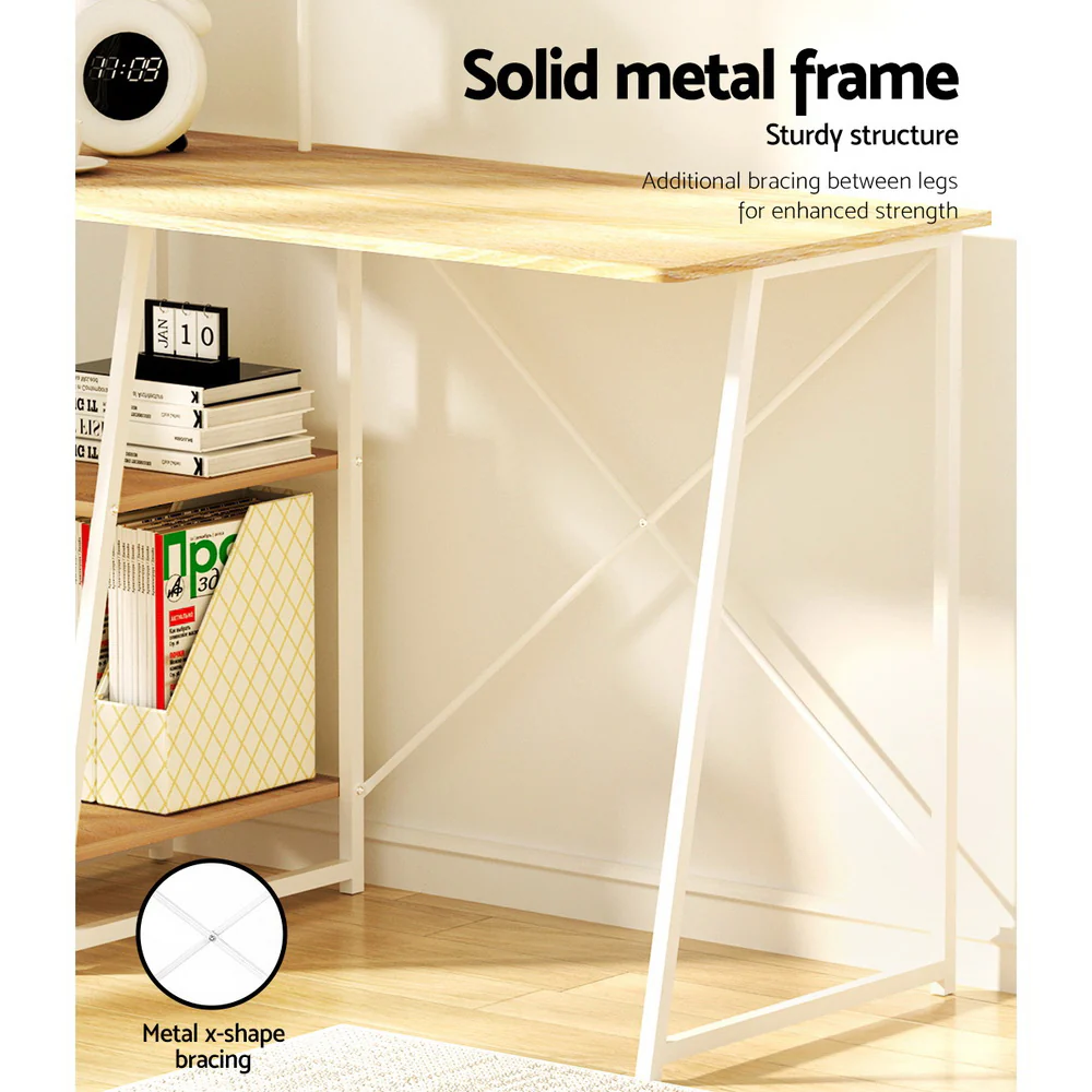 Artiss Computer Desk Bookshelf Storage Oak 100CM - Image 5